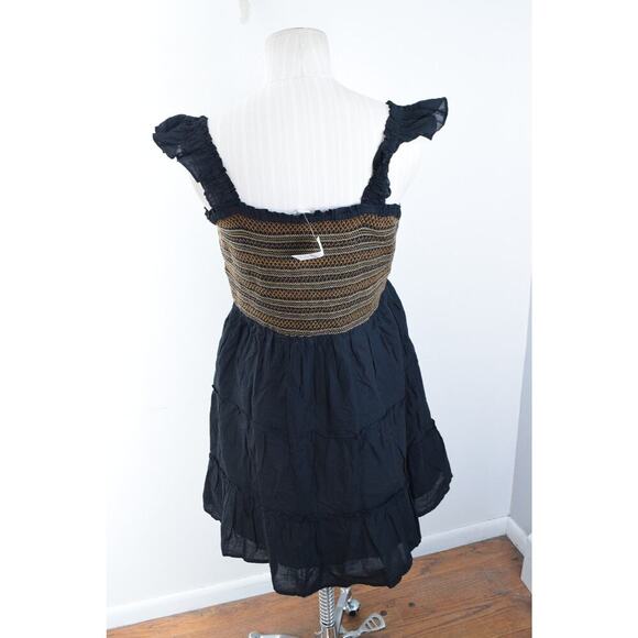 J Crew Dress Womens Petite Large Black Smocked Mini Sleeveless Cotton New - Picture 3 of 7